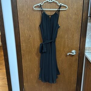 Black knee-length chiffon dress, size 6